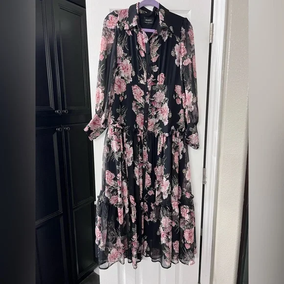 Bardot Floral Print Long Sleeve Chiffon Dress size 6 - Picture 5 of 13